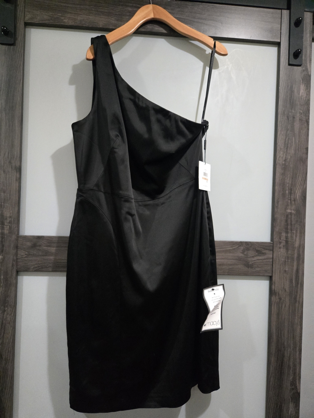 Calvin Klein One Shoulder Black Satin Dress Size 12 NWT Cocktail Formal Evening
